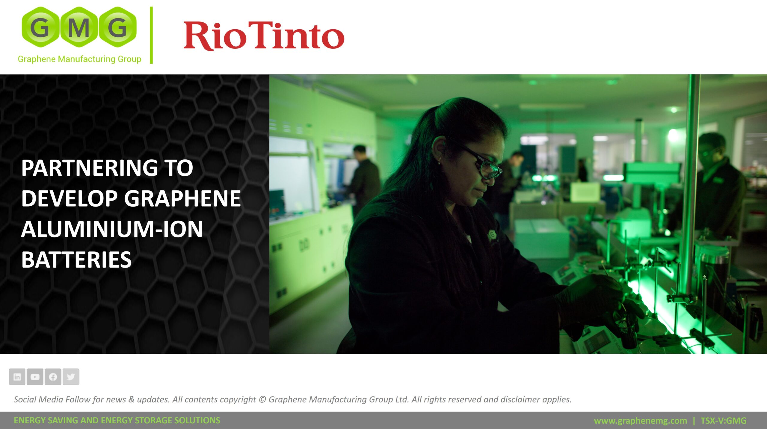 Rio Tinto | Graphene Manufacturing Group - partnering to develop graphene aluminium ion batteries
