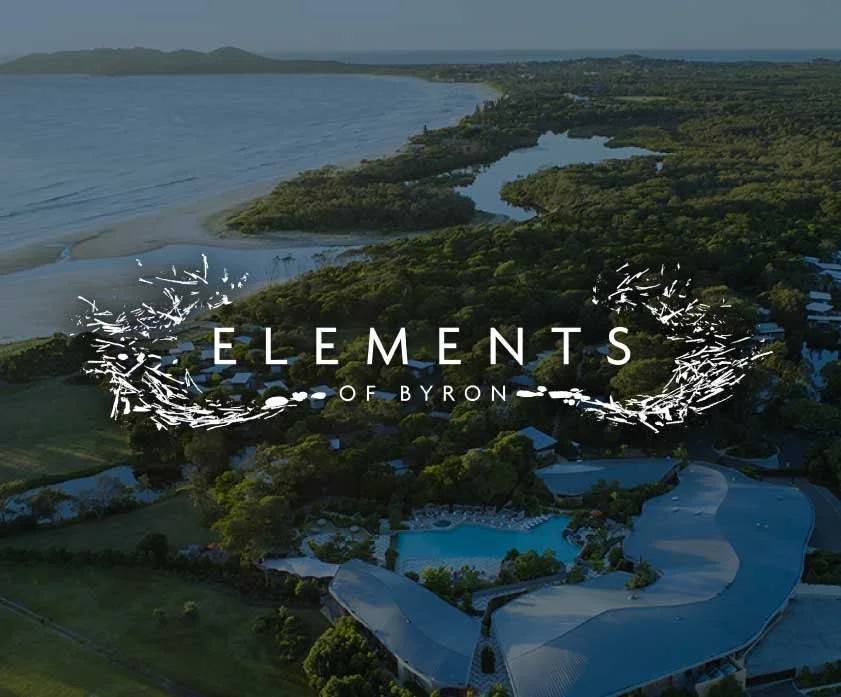 Elements of Byron coastal resort aerial view
